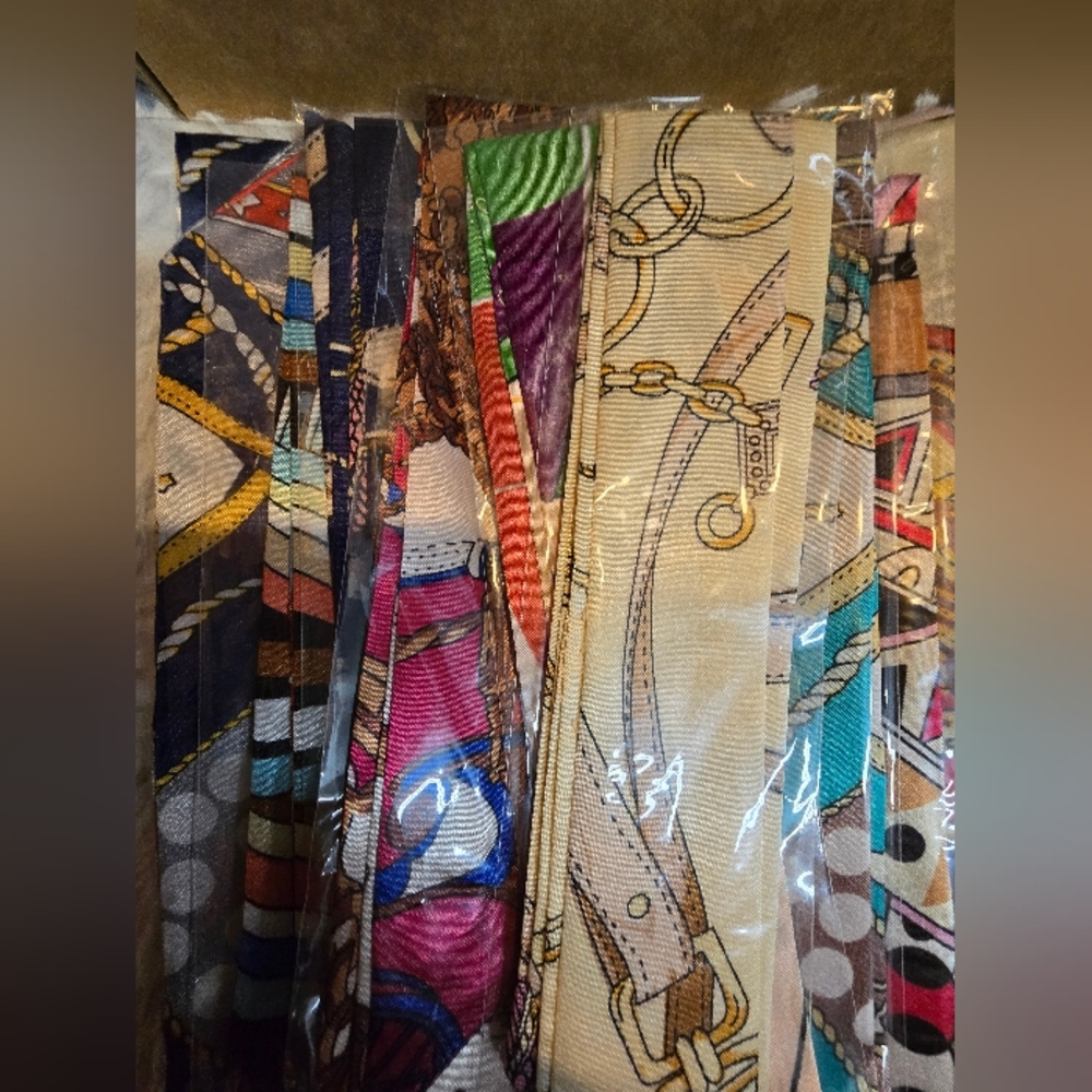 Colorful Patterned Satin bag twilly Scarves or hair scarf nwt